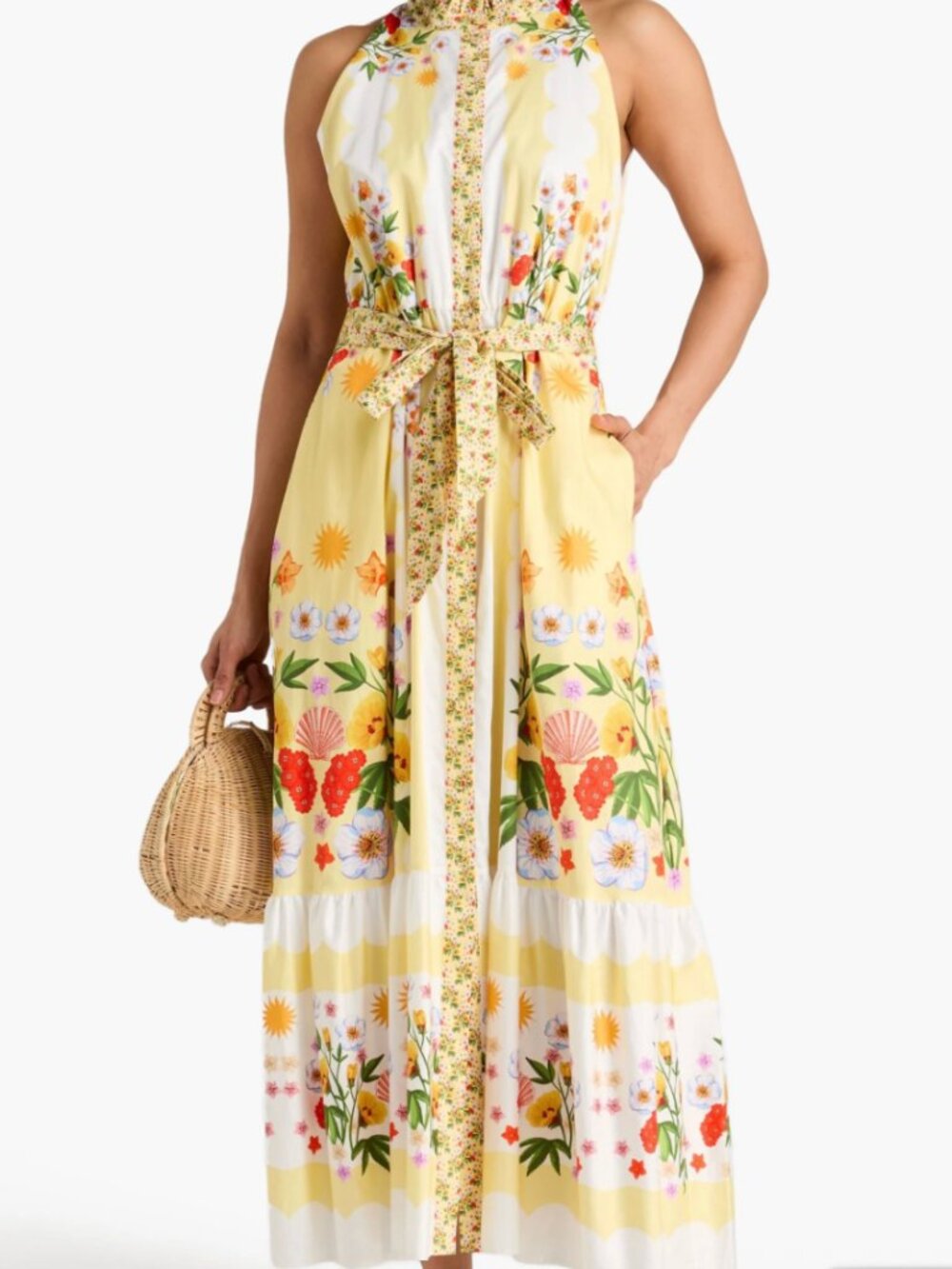 Borgo de Nor Biba Cotton Dress in Terrazzo Flower Yellow,